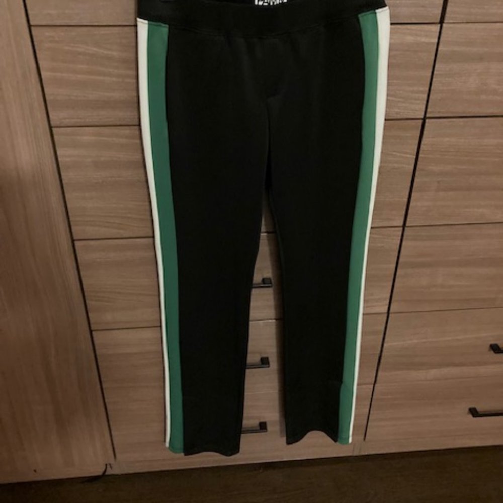 Pam and Gela track pant/Black with green and white stripe